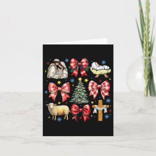 Jesus Birth Christmas Coquette Bow Nativity Scene Card