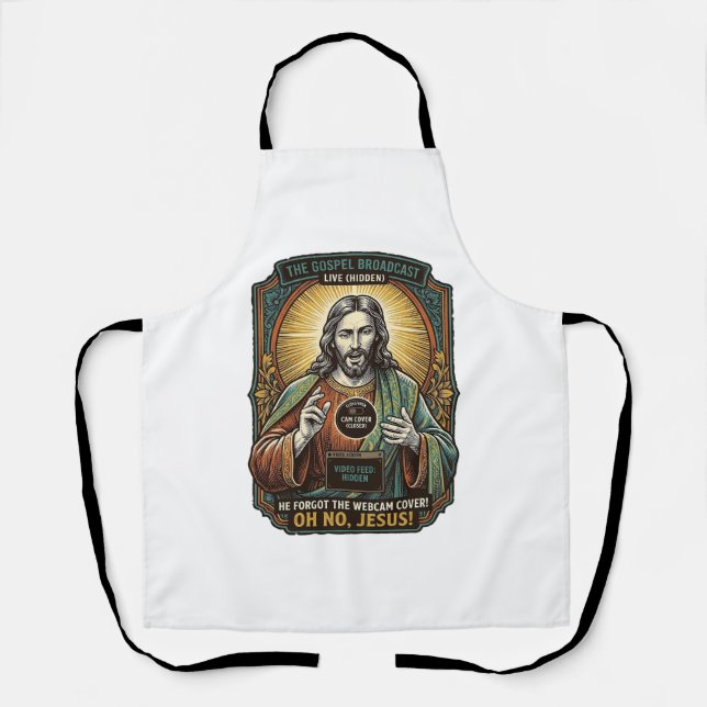 Jesus Black Screen Forgotten Webcam Cover Virtual  Apron (Front)