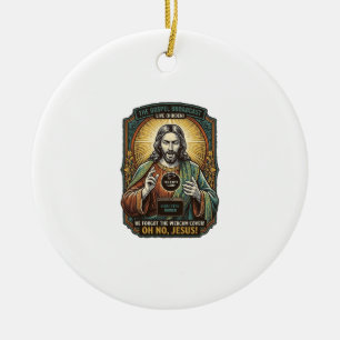 Jesus Black Screen Forgotten Webcam Cover Virtual Ceramic Ornament