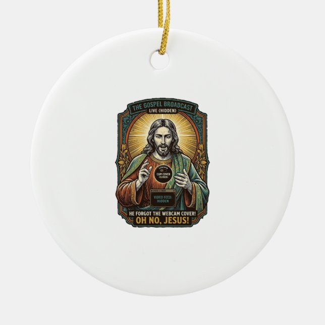 Jesus Black Screen Forgotten Webcam Cover Virtual  Ceramic Ornament (Front)
