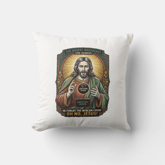 Jesus Black Screen Forgotten Webcam Cover Virtual  Cushion (Front)
