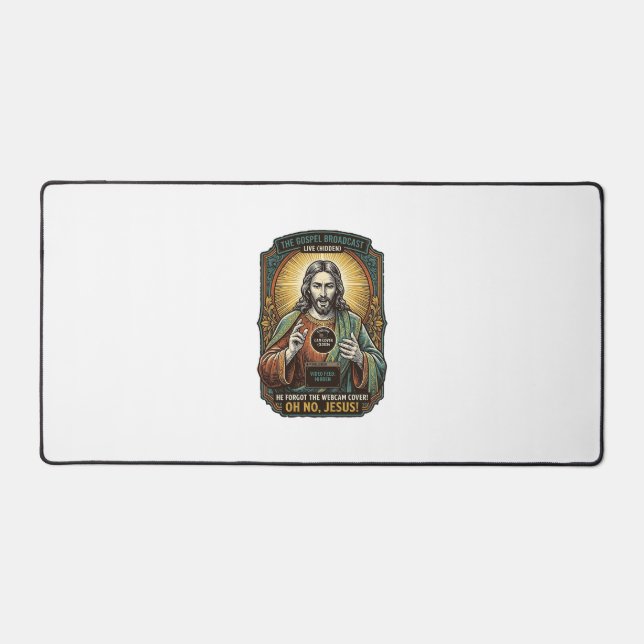 Jesus Black Screen Forgotten Webcam Cover Virtual  Desk Mat (Front)