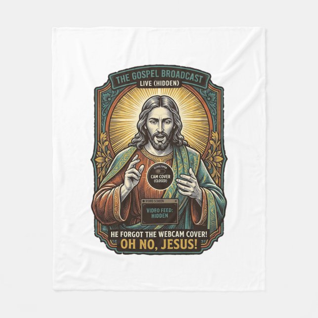 Jesus Black Screen Forgotten Webcam Cover Virtual  Fleece Blanket (Front)