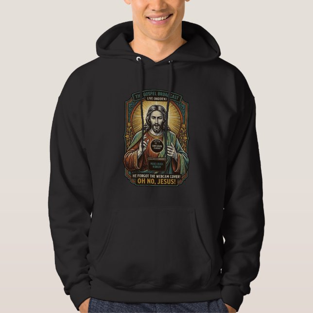 Jesus Black Screen Forgotten Webcam Cover Virtual  Hoodie (Front)
