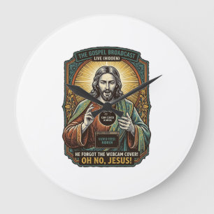 Jesus Black Screen Forgotten Webcam Cover Virtual Large Clock
