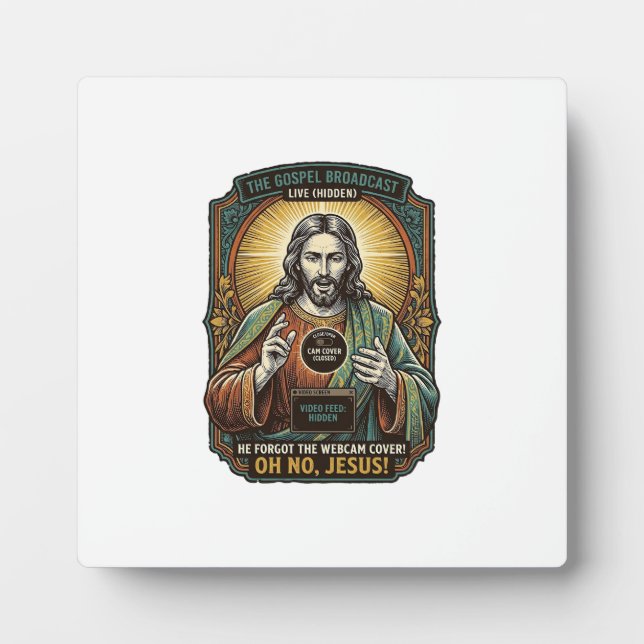 Jesus Black Screen Forgotten Webcam Cover Virtual  Plaque (Front)