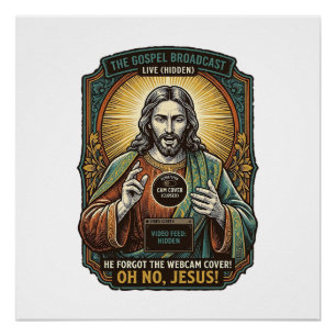 Jesus Black Screen Forgotten Webcam Cover Virtual Poster