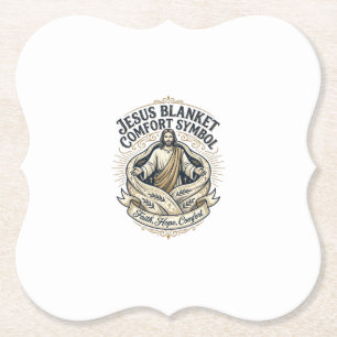 Jesus Blanket Comfort Symbol Jesus Blanket Comfort Paper Coaster