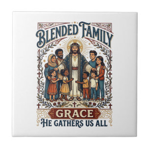 Jesus Blended Family Stepfamily Shirt Christian Gr Ceramic Tile
