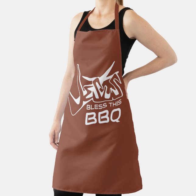 Jesus Bless This BBQ Terracotta Apron (Insitu)