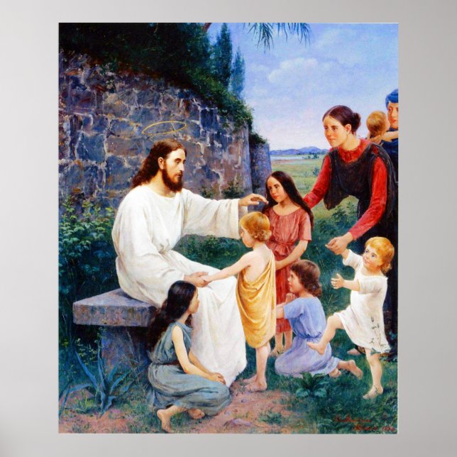 Jesus Blesses The Children Elin Danielson-Gambogi Poster (Front)