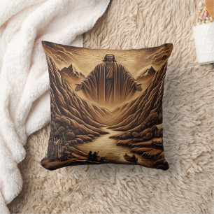 Jesus Blessing Valley at Dusk Cushion