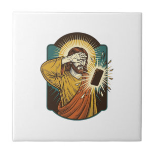 Jesus Blinding Max Phone Brightness Midnight Scrol Ceramic Tile