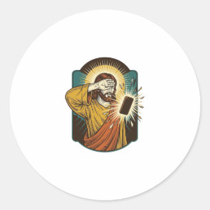 Jesus Blinding Max Phone Brightness Midnight Scrol Classic Round Sticker