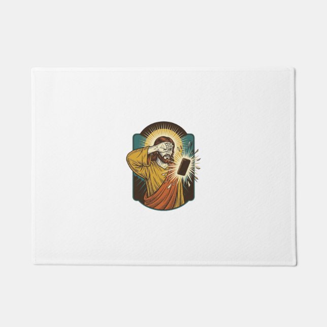 Jesus Blinding Max Phone Brightness Midnight Scrol Doormat (Front)