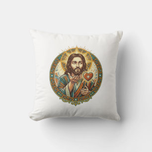 Jesus Blowing Kiss Red Heart Like Button Humor_1 Cushion