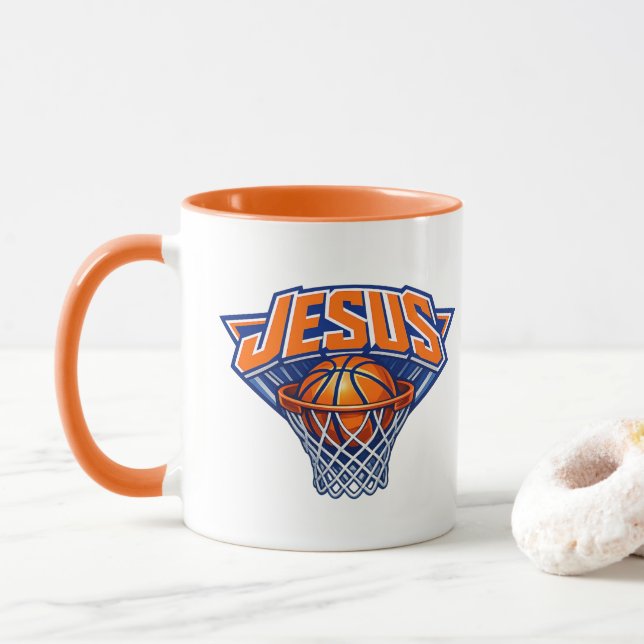 JESUS - Blue and Orange Mug (With Donut)