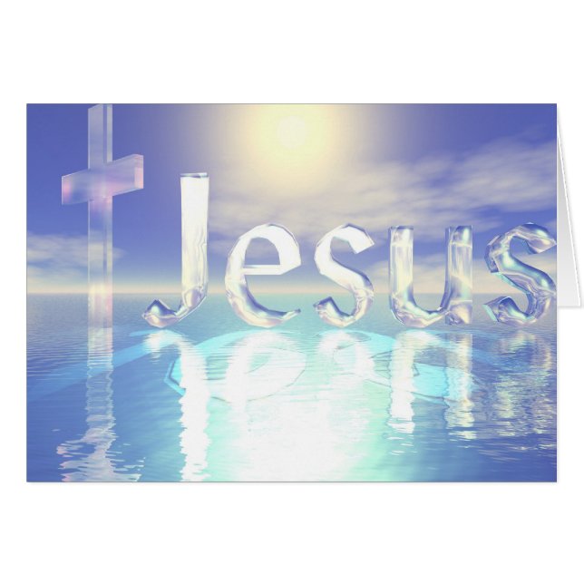 Jesus Blue Sky with Glass Cross (Front Horizontal)