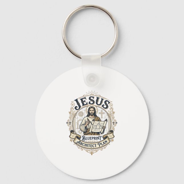 Jesus Blueprint Architect Plan Jesus Blueprint Arc Key Ring (Front)