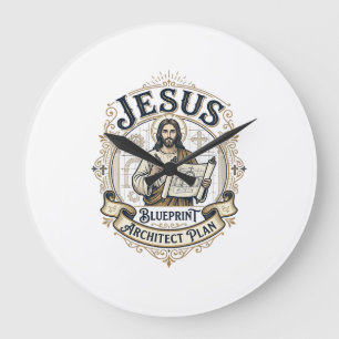 Jesus Blueprint Architect Plan Jesus Blueprint Arc Large Clock