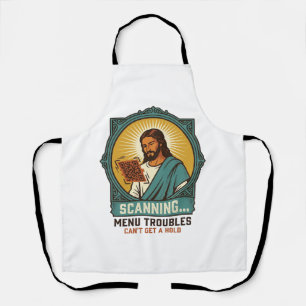 Jesus Blurry QR Code Wont Scan Menu Tech Humor_1 Apron
