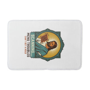 Jesus Blurry QR Code Wont Scan Menu Tech Humor_1 Bath Mat