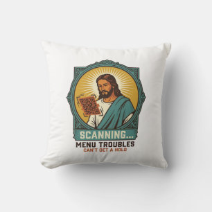 Jesus Blurry QR Code Wont Scan Menu Tech Humor_1 Cushion