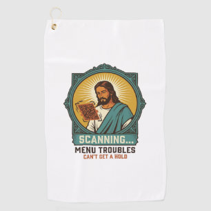 Jesus Blurry QR Code Wont Scan Menu Tech Humor_1 Golf Towel