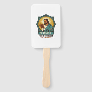 Jesus Blurry QR Code Wont Scan Menu Tech Humor_1 Hand Fan
