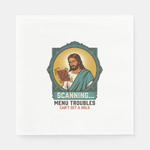 Jesus Blurry QR Code Wont Scan Menu Tech Humor_1 Napkin