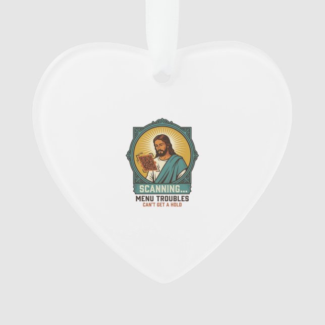 Jesus Blurry QR Code Wont Scan Menu Tech Humor_1 Ornament (Front)