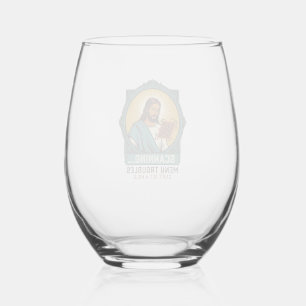 Jesus Blurry QR Code Wont Scan Menu Tech Humor_1 Stemless Wine Glass