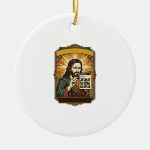 Jesus Blurry Stairs Captcha Test Tech Security Hum Ceramic Ornament