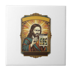 Jesus Blurry Stairs Captcha Test Tech Security Hum Ceramic Tile