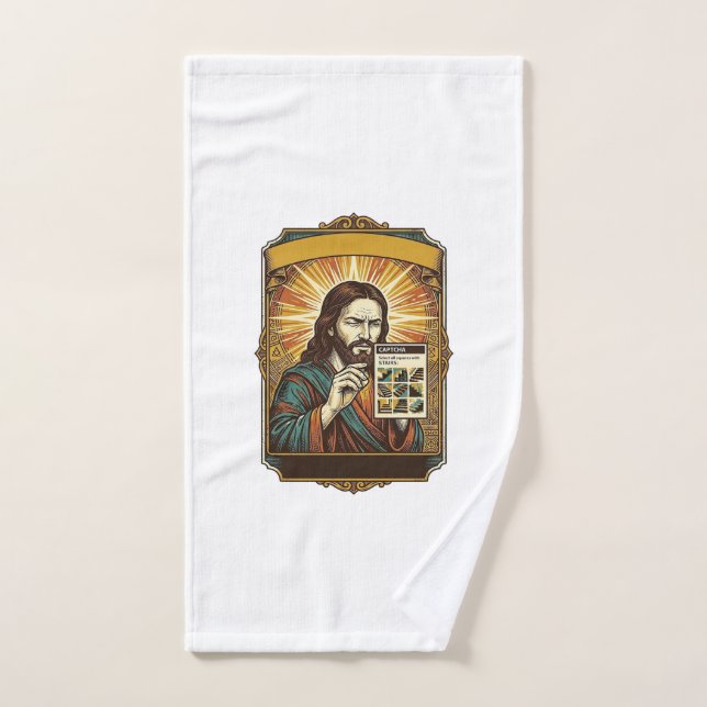 Jesus Blurry Stairs Captcha Test Tech Security Hum Hand Towel (Hand Towel)