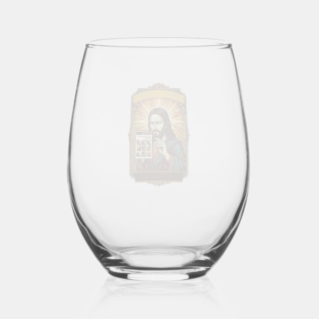 Jesus Blurry Stairs Captcha Test Tech Security Hum Stemless Wine Glass (Front)