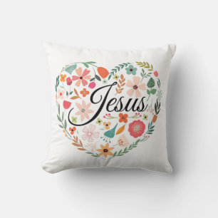 Jesus Boho Christian Heart Motif Inspirational  Cushion