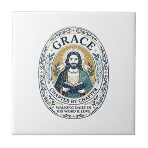 Jesus Book Club Reading Community Graphic Tee Chri Ceramic Tile