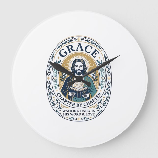 Jesus Book Club Reading Community Graphic Tee Chri Large Clock (Front)
