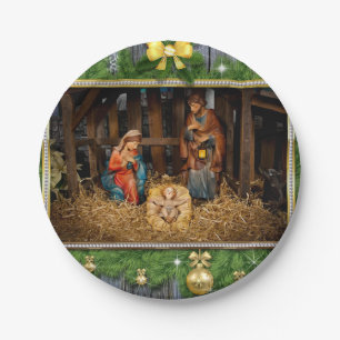 Jesus born manger paper plate
