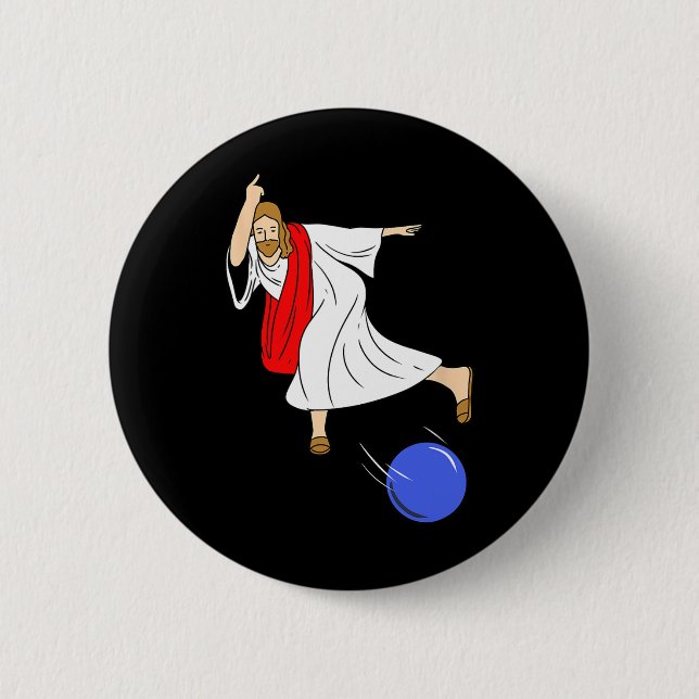 Jesus Bowling Christmas Bowling  6 Cm Round Badge (Front)