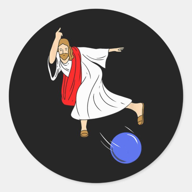 Jesus Bowling Christmas Bowling  Classic Round Sticker (Front)