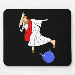 Jesus Bowling Christmas Bowling Mouse Pad