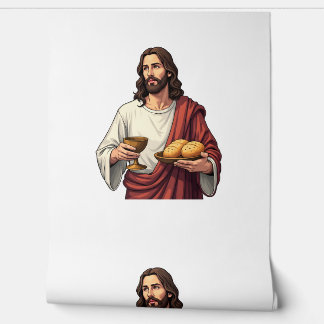 Jesus Bread Wine Vintage Engraving Tee 2 Wallpaper