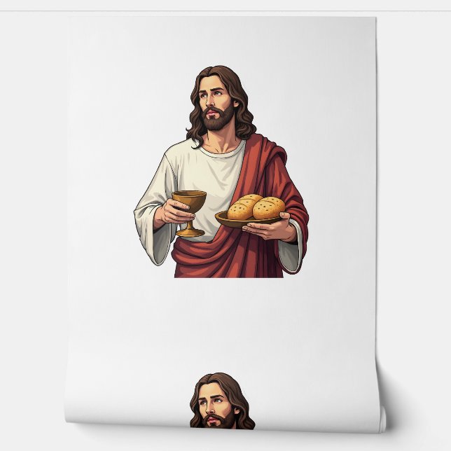 Jesus Bread Wine Vintage Engraving Tee 2 Wallpaper (Unrolling)