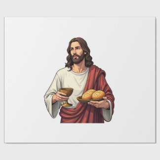 Jesus Bread Wine Vintage Engraving Tee 2 Wrapping Paper
