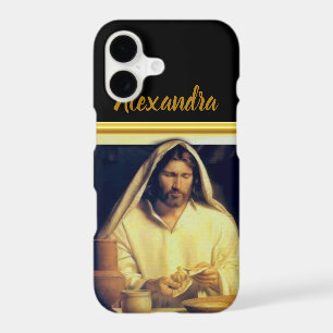 Jesus breaking bread Matthew 14-13 Gold stripe