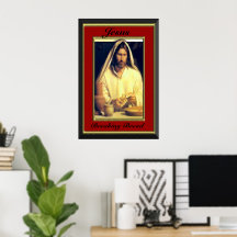 Jesus Breaking Bread Red Frame
