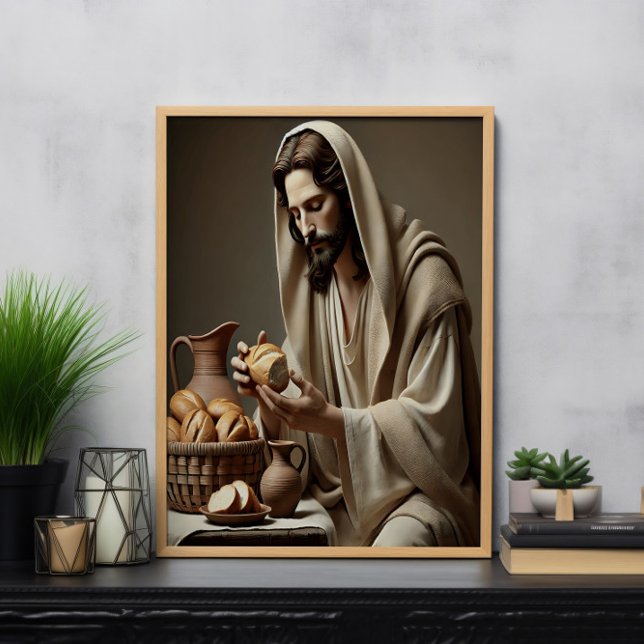 Jesus Breaking Bread with Gentle Grace  Poster (Creator Uploaded)