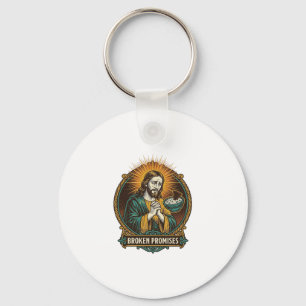 Jesus Broken Chip Stuck In Dip Bowl Party Humor_1 Key Ring